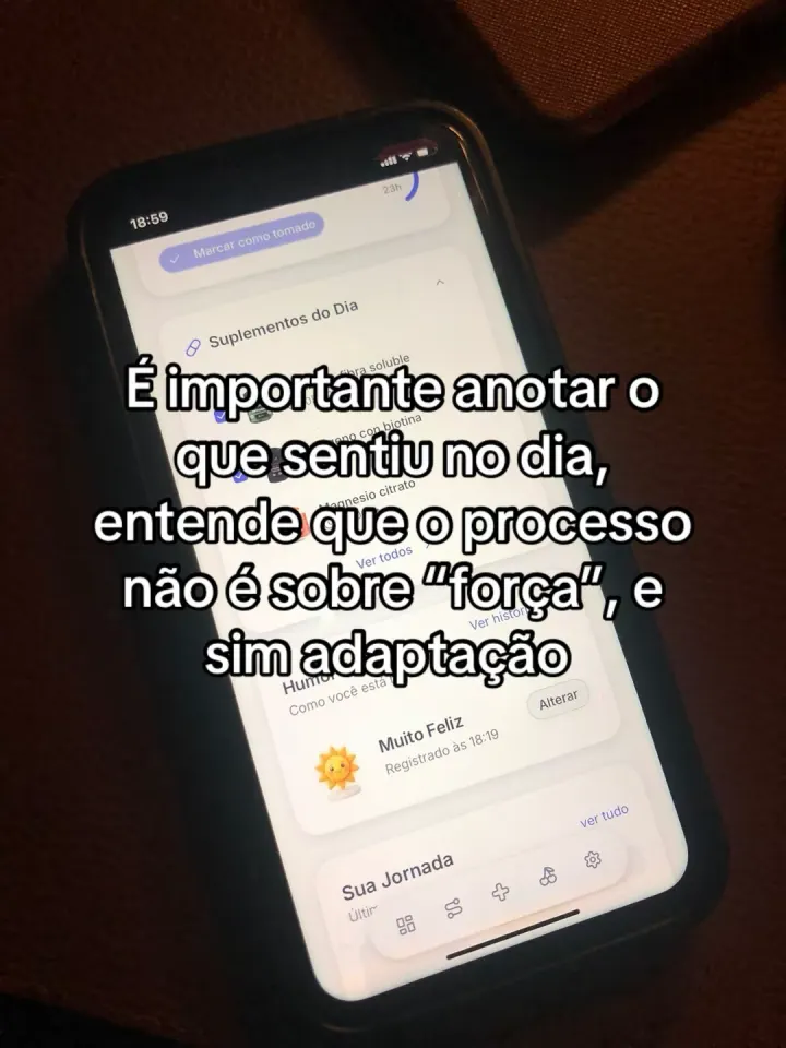 Slide 3 de 4: É importante anotar o que sentiu no dia: o processo não é sobre “força”, e sim adaptação
